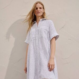 EVERLANE Linen Stripe Daytripper Shirt Dress, XXS
